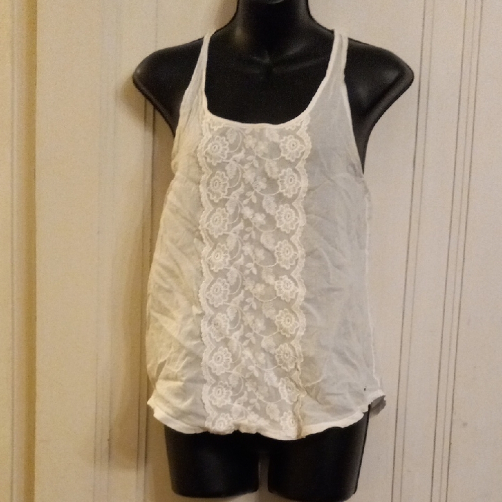 Hollister White Camisole with Lace Front